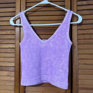 Zenana Lavender Ribbed V-Neck Tank Top
